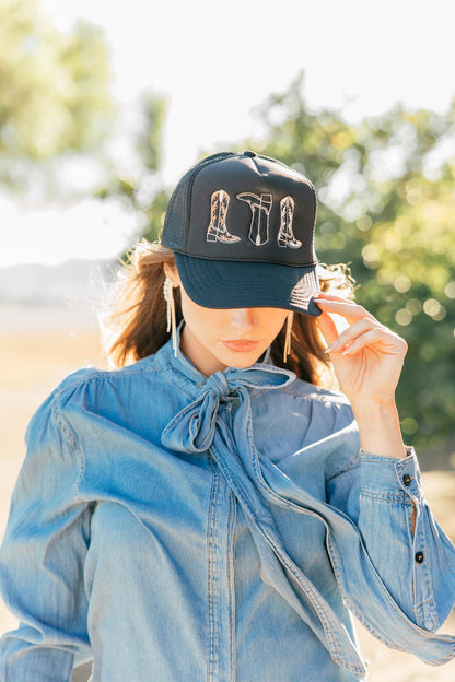 NEW!! Embroidered Cowboy Boot Hat in 3 Colors