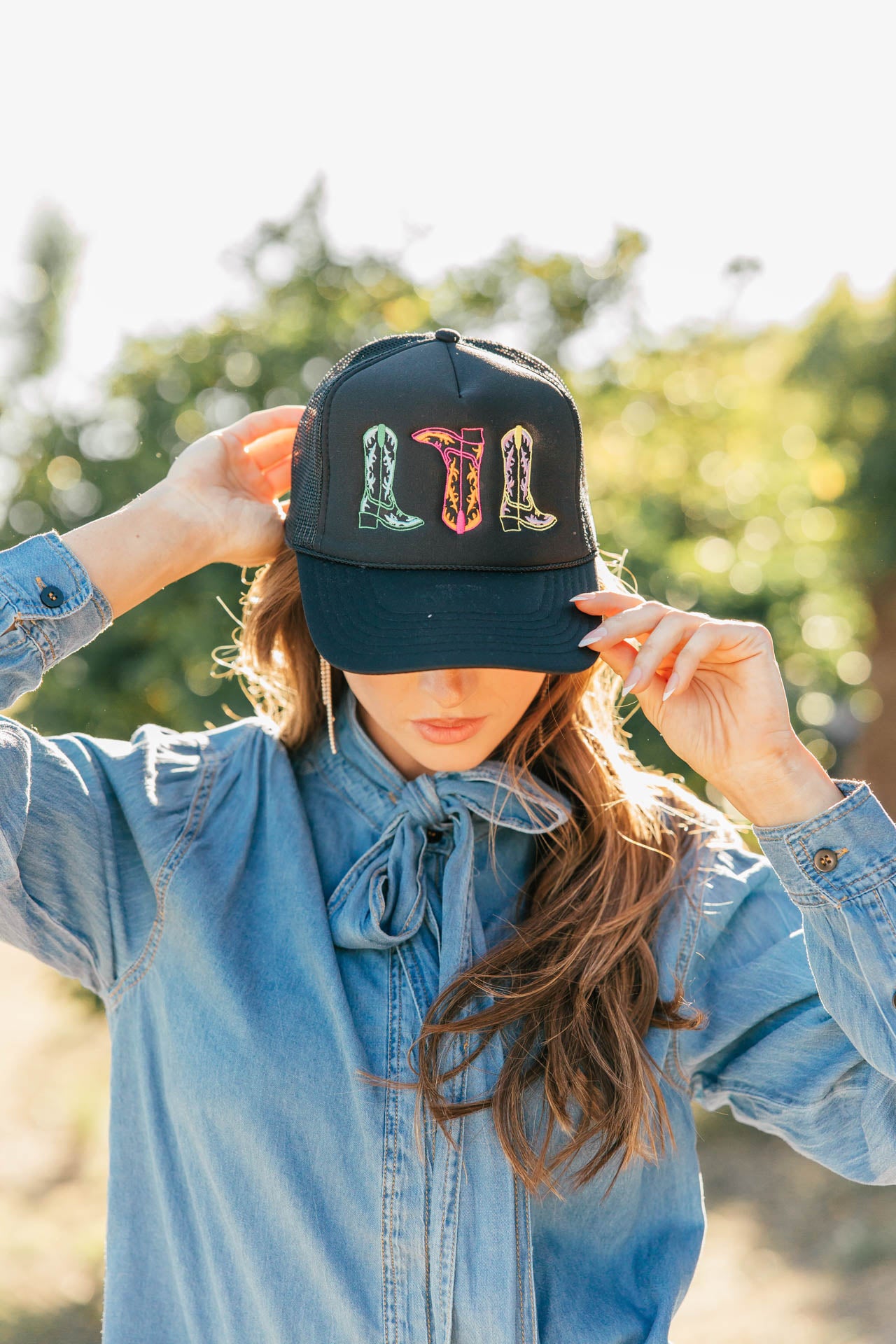 NEW!! Colorful Embroidered Cowboy Boot Hat in 3 Colors