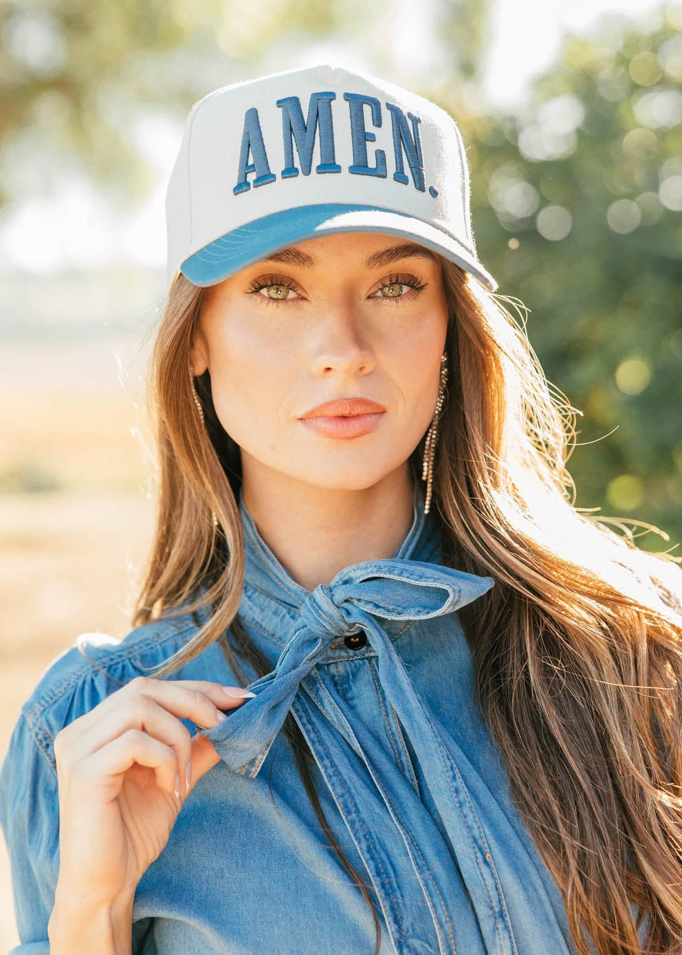 NEW!! AMEN. Slate Blue Vintage Trucker Hat