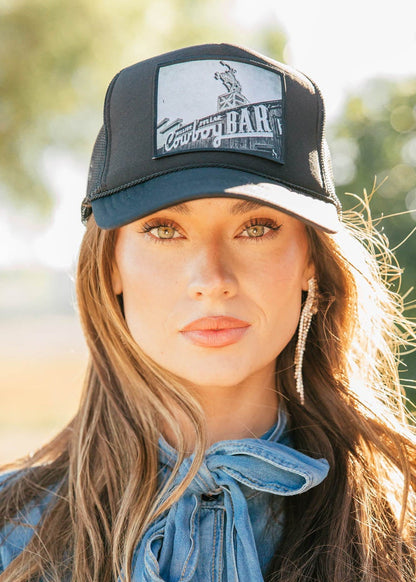 NEW!! "Cowboy Bar" Trucker Hat in Black