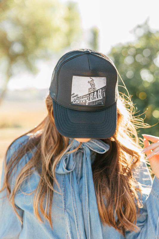 NEW!! "Cowboy Bar" Trucker Hat in Black