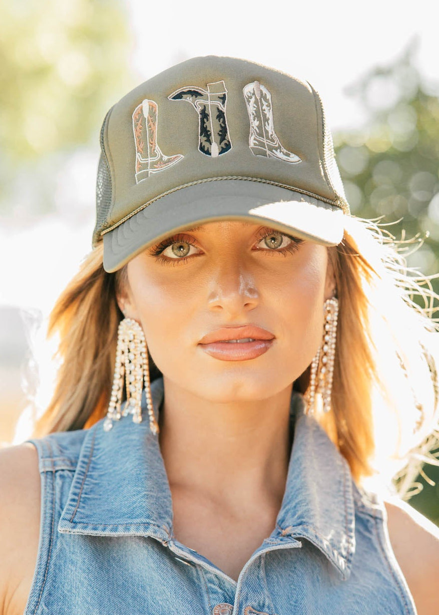 NEW!! Embroidered Cowboy Boot Hat in 3 Colors