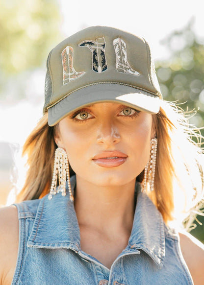 NEW!! Embroidered Cowboy Boot Hat in 3 Colors