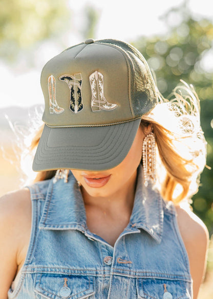 NEW!! Embroidered Cowboy Boot Hat in 3 Colors