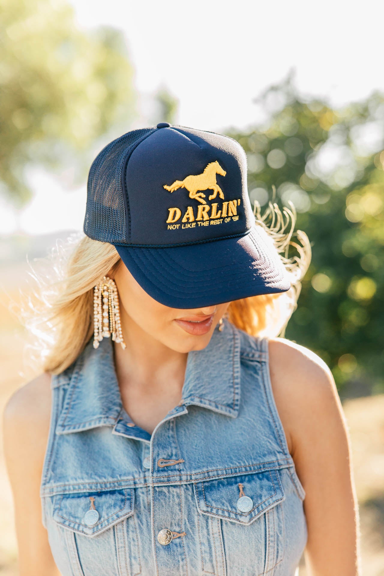 NEW!! Darlin Navy Trucker Hat