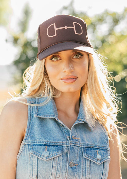 NEW!! Horsebit Trucker Hat in Brown