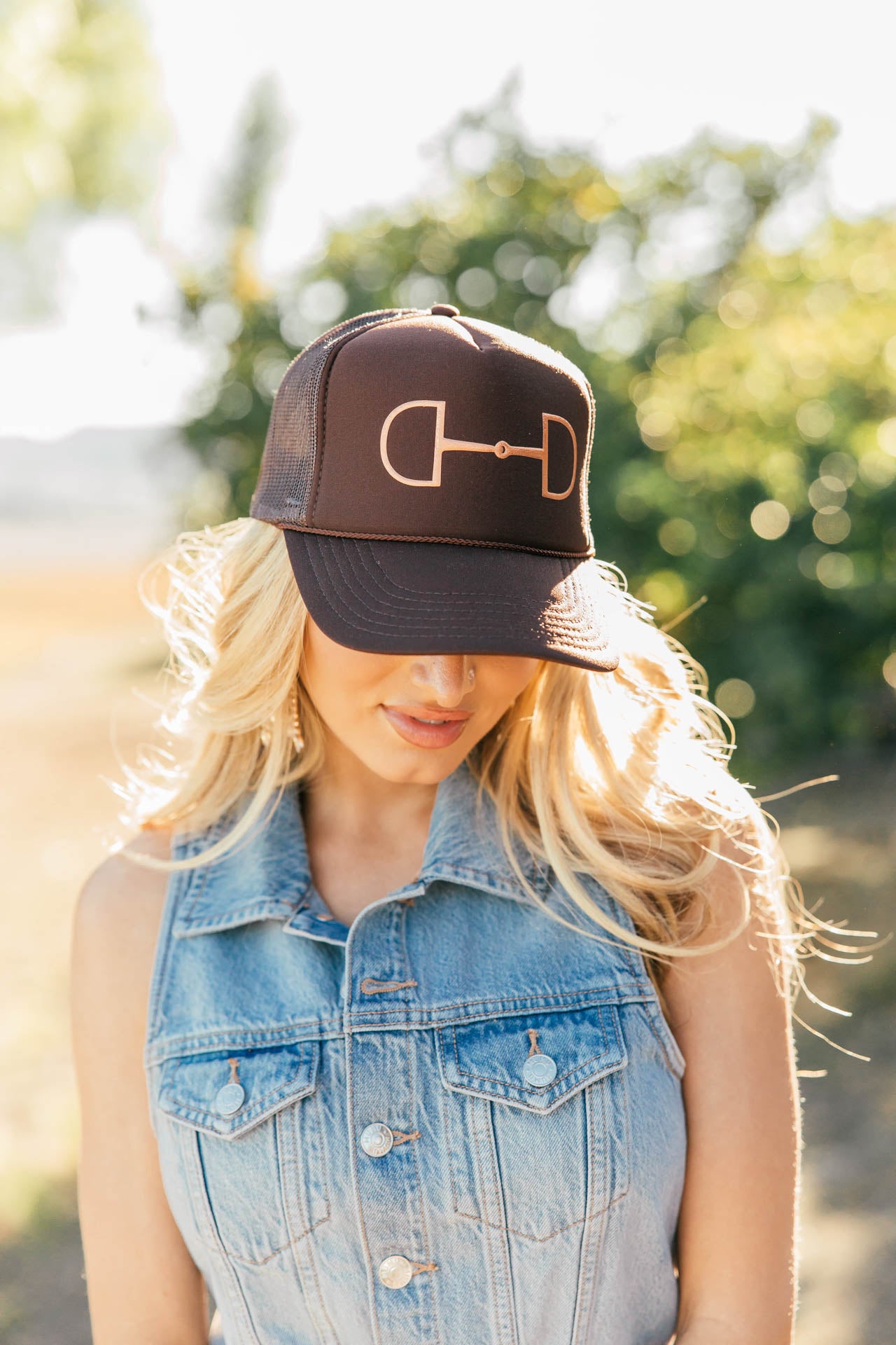 NEW!! Horsebit Trucker Hat in Brown