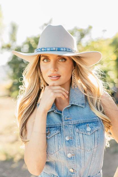 NEW!! Blue-Toned Beaded Hat Band