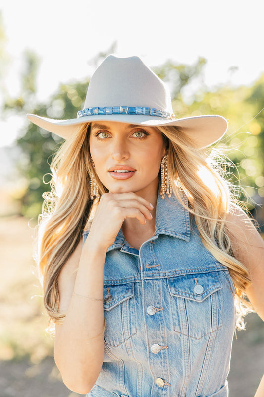 NEW!! Blue-Toned Beaded Hat Band