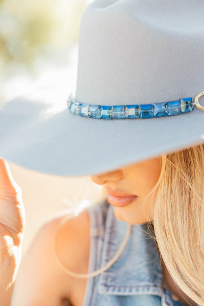 NEW!! Blue-Toned Beaded Hat Band