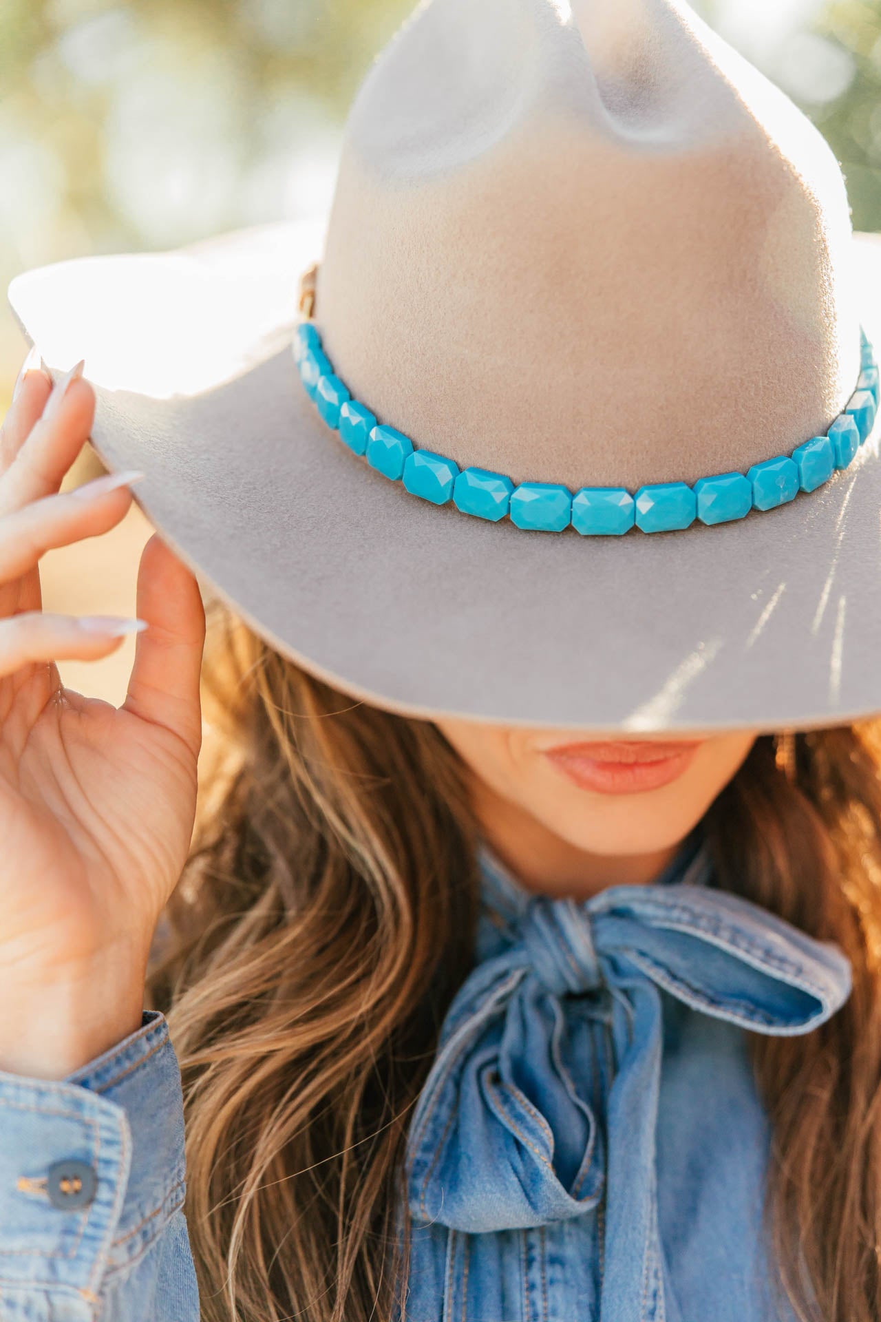 NEW!! Turquoise Beaded Hat Band
