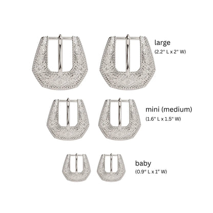 Buckle Betty Earrings in Silver in 3 Sizes
