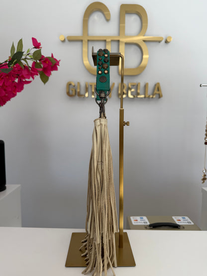 Eggshell Fringe Crossbody w/ Turquoise Strap