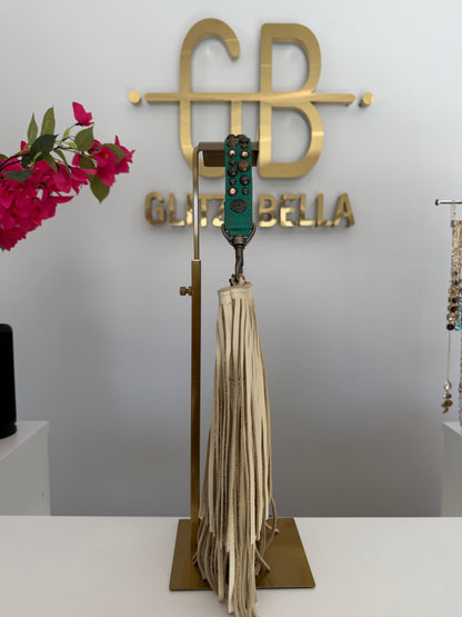 Eggshell Fringe Crossbody w/ Turquoise Strap