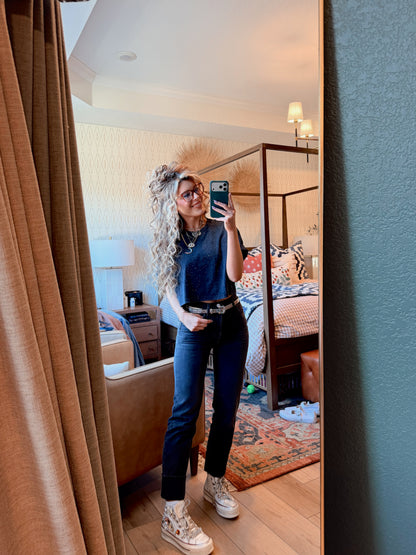 AS SEEN ON CASSIDY! The “Brooklyn" Cropped Rhinestone Tee in 5 Colors - PREORDER