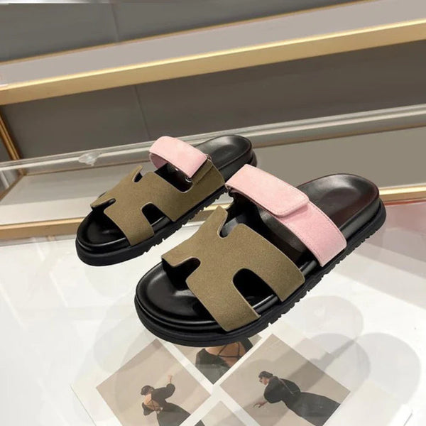 BEST SELLER!! The Lowkey Famous Slide in Pink/Olive