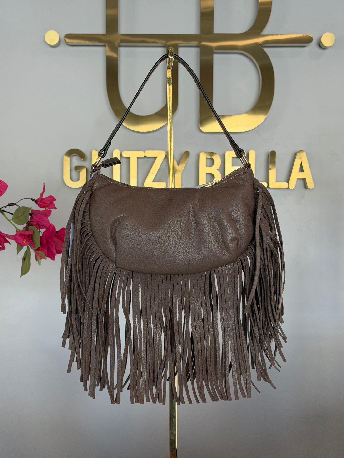 "Headliner" Fringe Purse in Tan