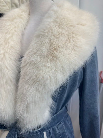 Show Stopper Faux Fur Blue Denim Jacket