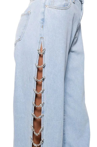 NEW!! The Lexi Denim Rhinestone Cut Out Jean