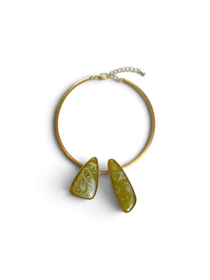 Cabochon Collar Necklace - Green