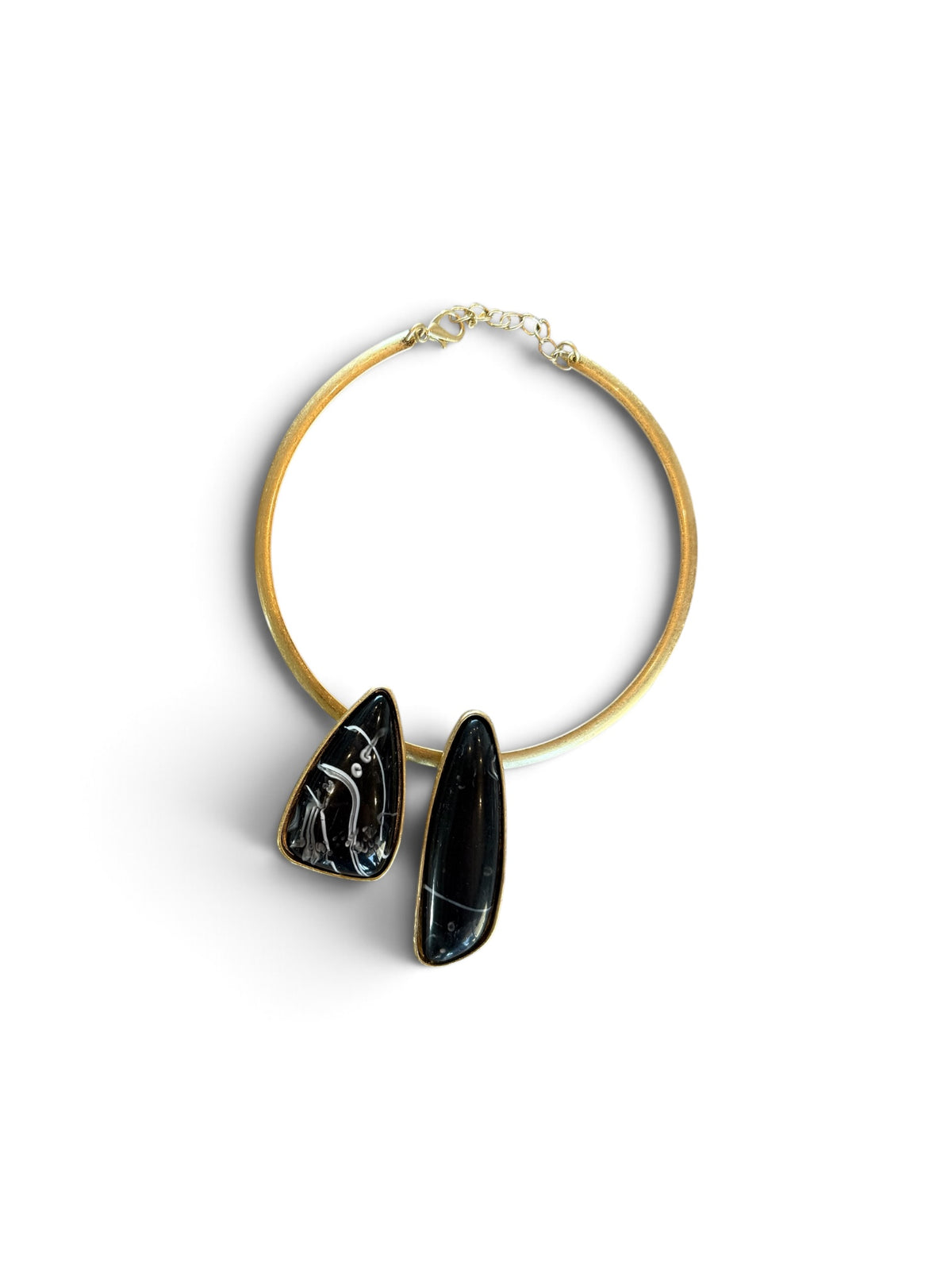 Cabochon Collar Necklace - Black