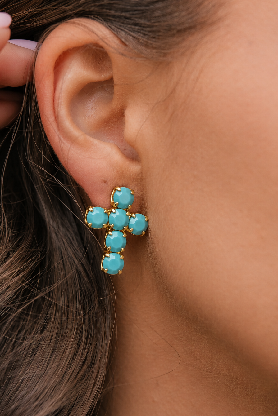Crystal Cross Earrings in 2 Colors