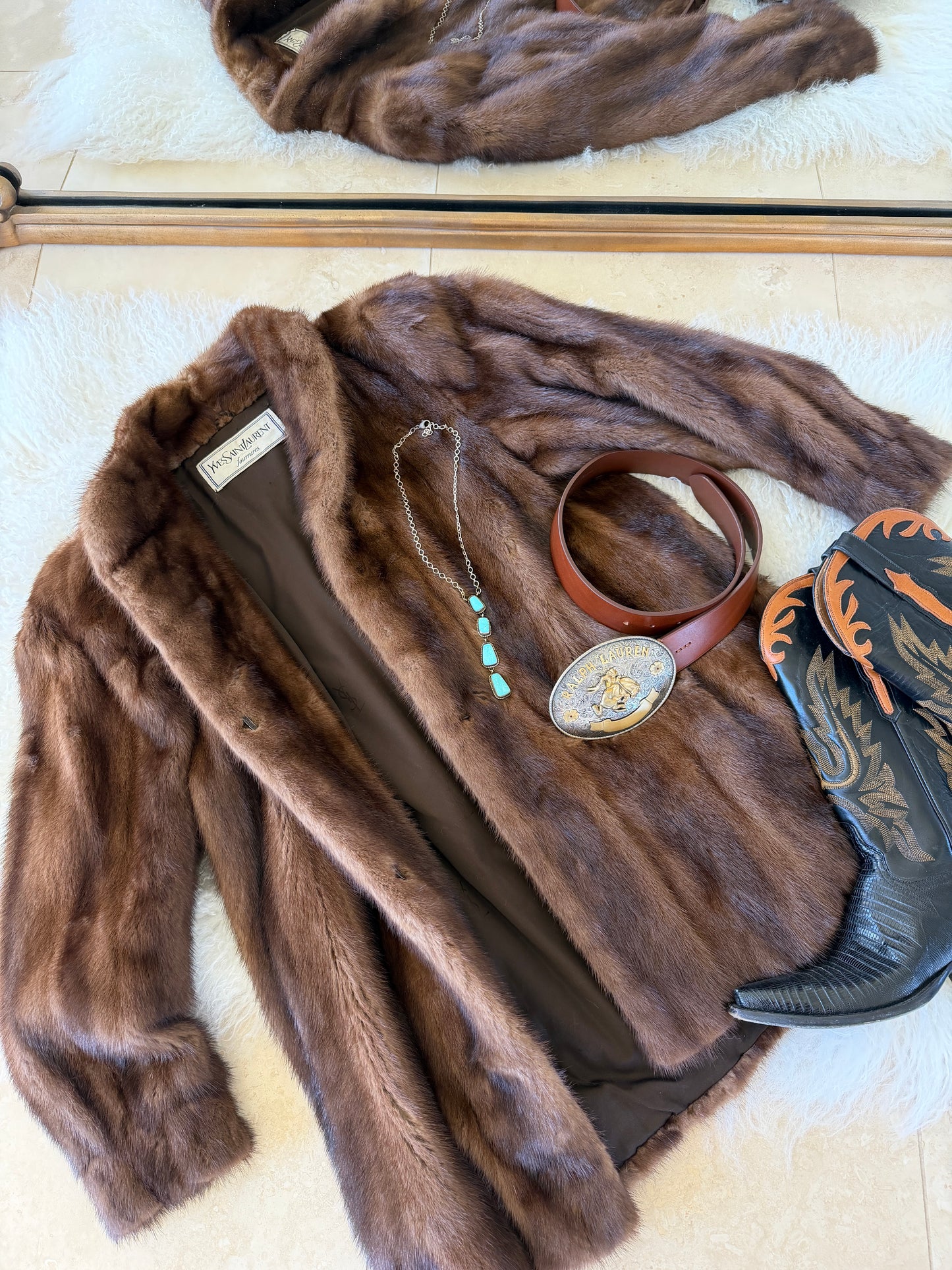 #10 Vintage Yves Saint Laurent Mahogany Mink Jacket, Size Small/Medium