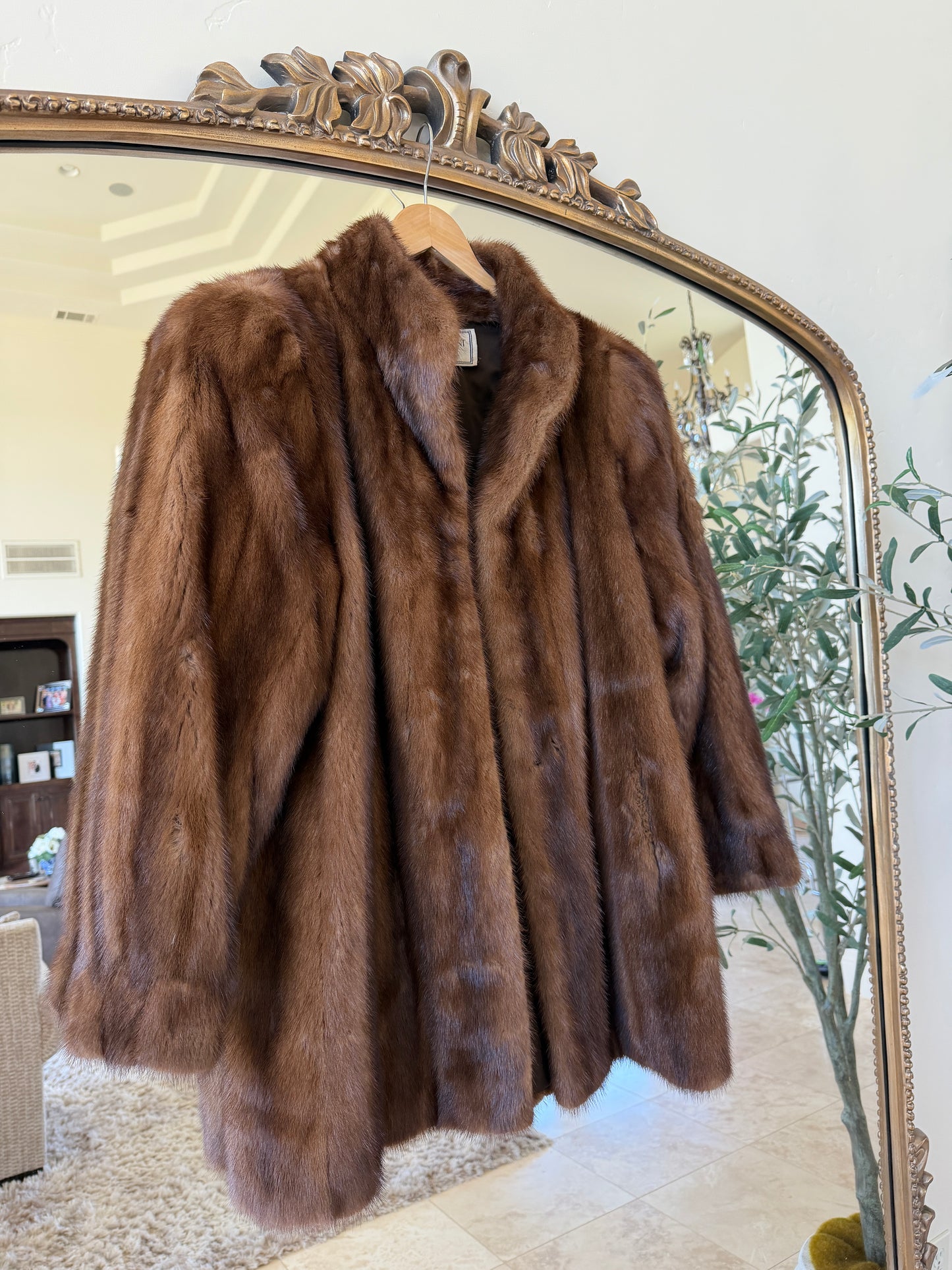 #10 Vintage Yves Saint Laurent Mahogany Mink Jacket, Size Small/Medium