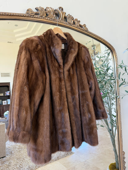#10 Vintage Yves Saint Laurent Mahogany Mink Jacket, Size Small/Medium
