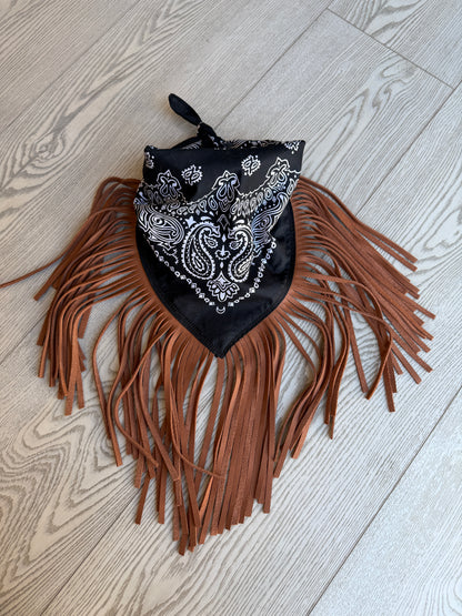 Leather Fringe Bandana in 2 Colors by Dirty Mojave