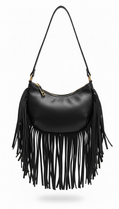"Headliner" Fringe Purse in Black