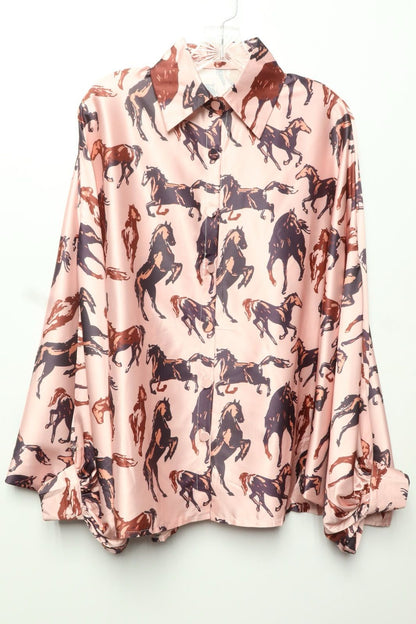 NEW!! Horseprint Satin Top in Pink