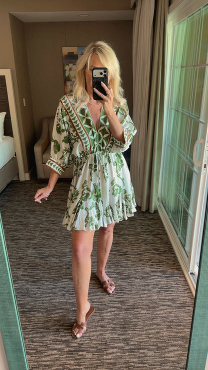 "Ibiza" Tassel Mini Dress in Sage