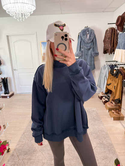 NEW!! "Lounge Mode" Mockneck Sweatshirt in Denim Blue