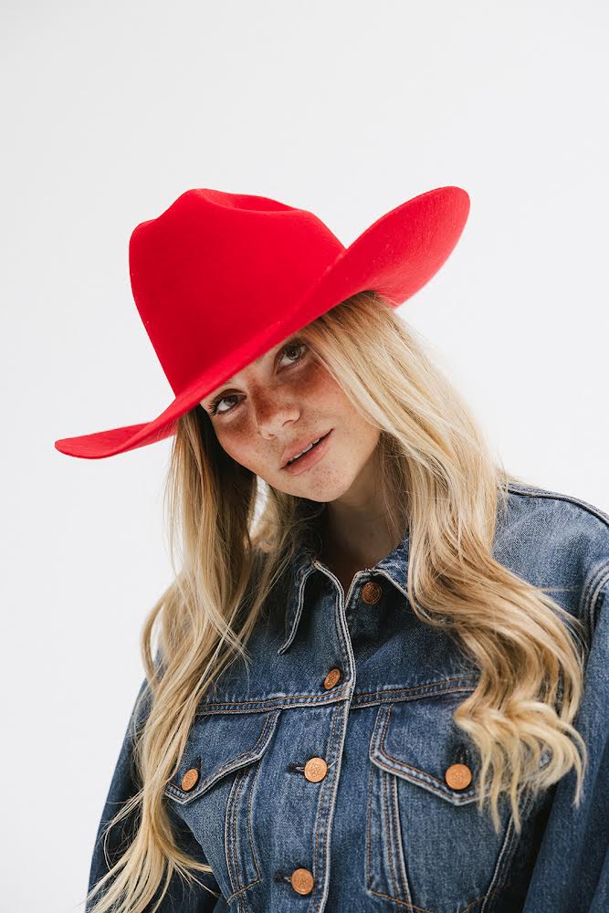 NEW!! The "Dolly" Faux Suede Cowboy Hat in Red