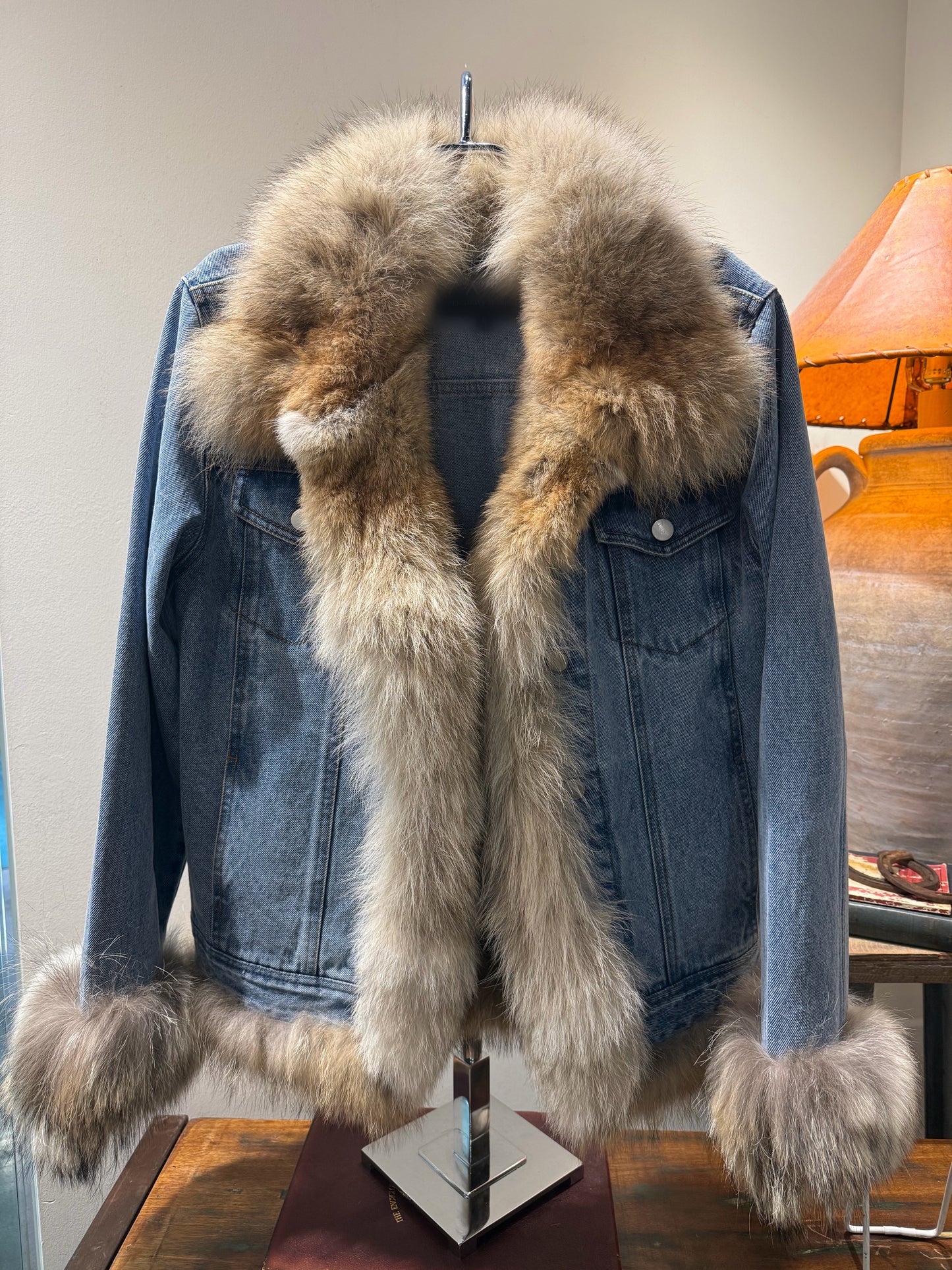 LIMITED EDITION! Denim Jacket w/ Vintage Coyote Trim