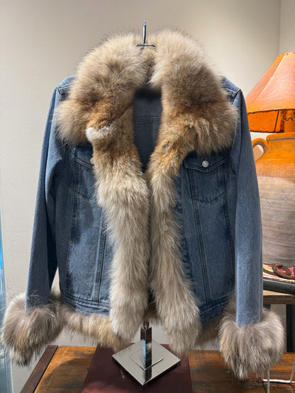 LIMITED EDITION! Denim Jacket w/ Vintage Coyote Trim