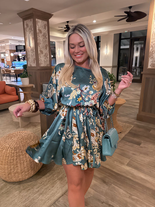 NEW!! Abstract Tie Waist Mini Dress