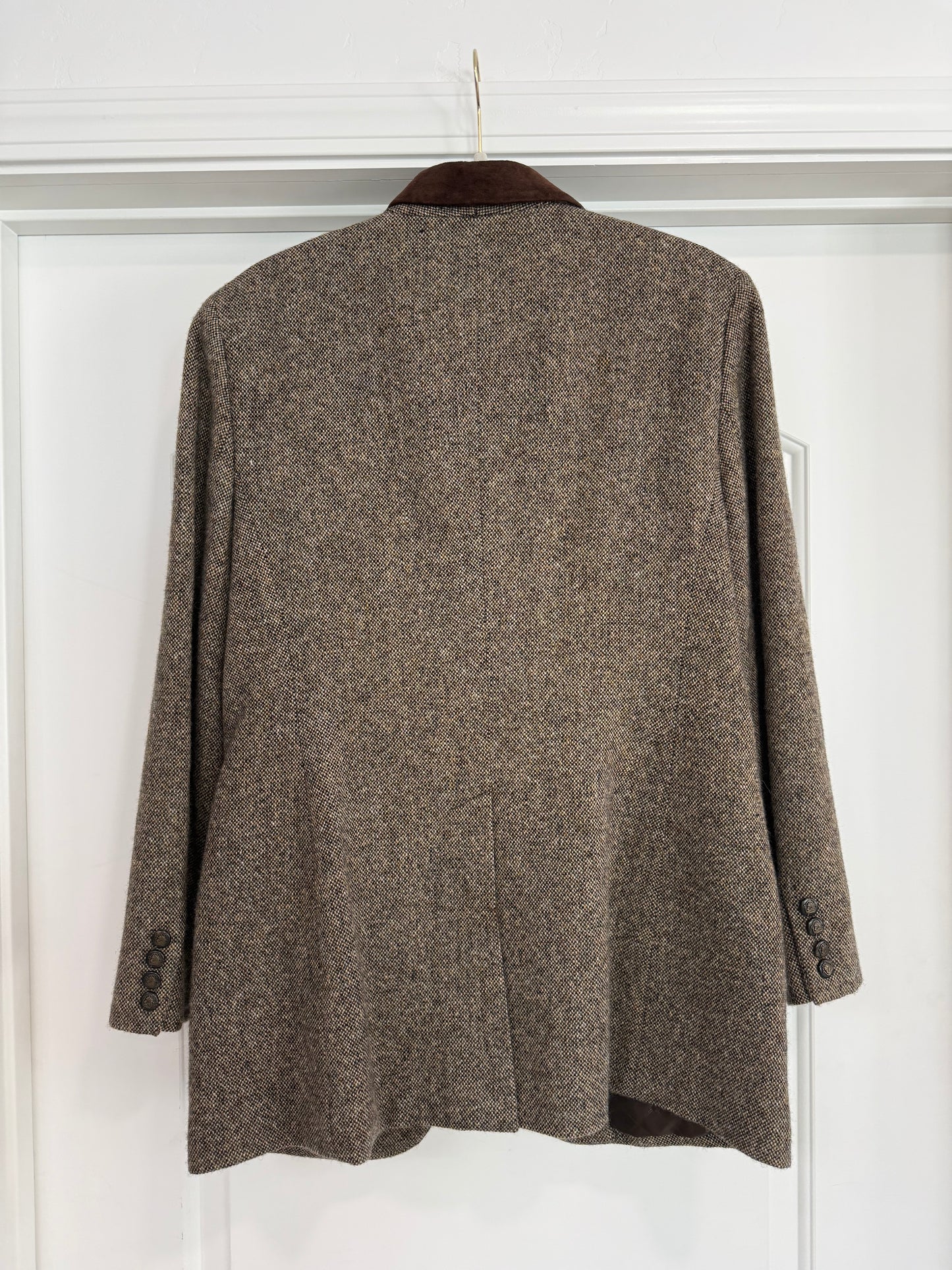 NEW!! Vintage Ralph Lauren Tweed Houndstooth Blazer w/ Velvet Collar Size 10