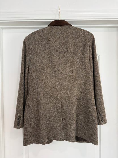 NEW!! Vintage Ralph Lauren Tweed Houndstooth Blazer w/ Velvet Collar Size 10