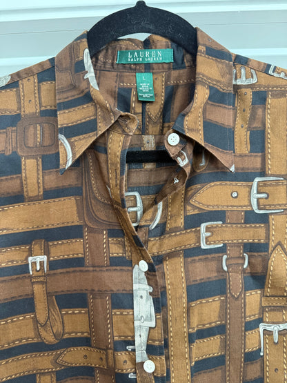 NEW!! Vintage Ralph Lauren Belt And Buckle Trompe L’oeil Archival Shirt Size Medium (fits like a small)
