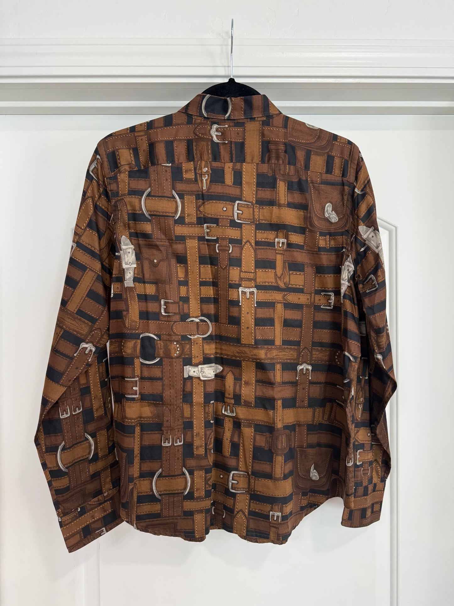 NEW!! Vintage Ralph Lauren Belt And Buckle Trompe L’oeil Archival Shirt Size Medium (fits like a small)