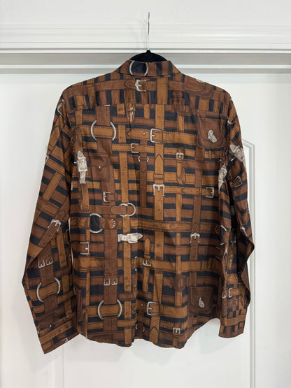 NEW!! Vintage Ralph Lauren Belt And Buckle Trompe L’oeil Archival Shirt Size Medium (fits like a small)
