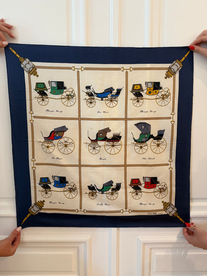Vintage Celine Carriage Silk Scarf