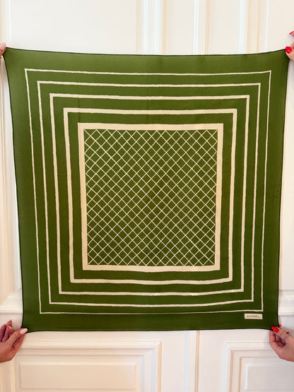 Vintage Chanel Green Silk Scarf
