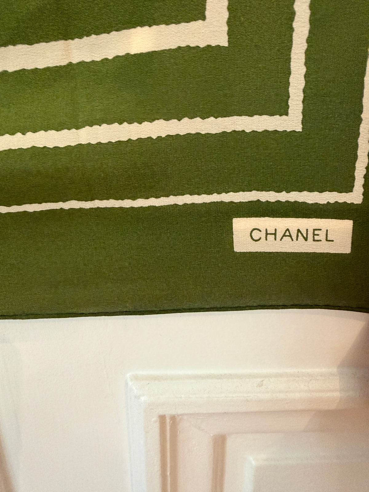 Vintage Chanel Green Silk Scarf