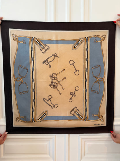 Vintage Celine Horsebit Silk Scarf