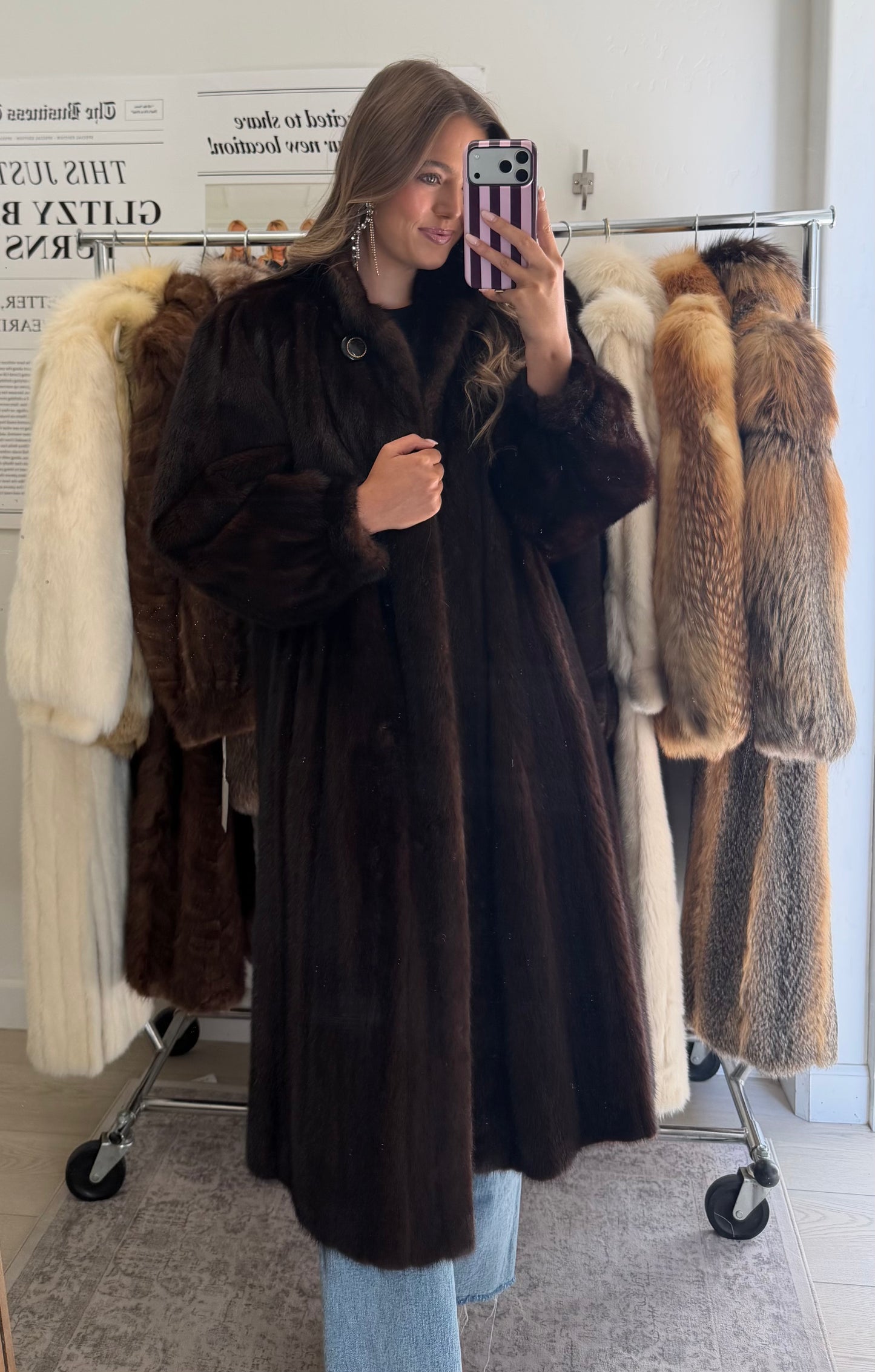 #37 Vintage Mahogany Mink Coat Size M/L
