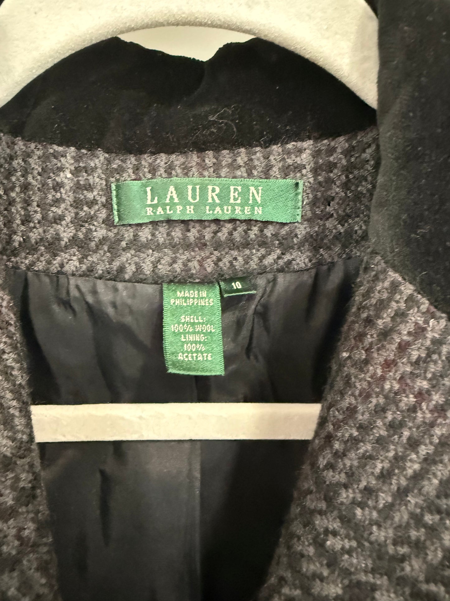 NEW!! Vintage Ralph Lauren Black Plaid Wool Blazer Size 10