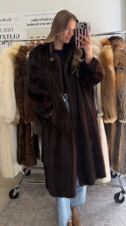 #37 Vintage Mahogany Mink Coat Size M/L